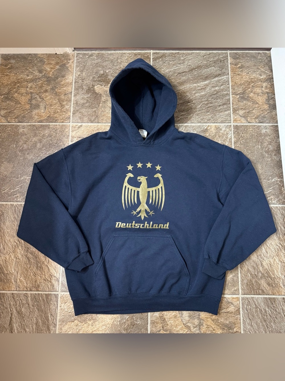 Vintage Gildan German Federal Eagle (Bundesadler) Deutchland Navy Hoodie Sz L